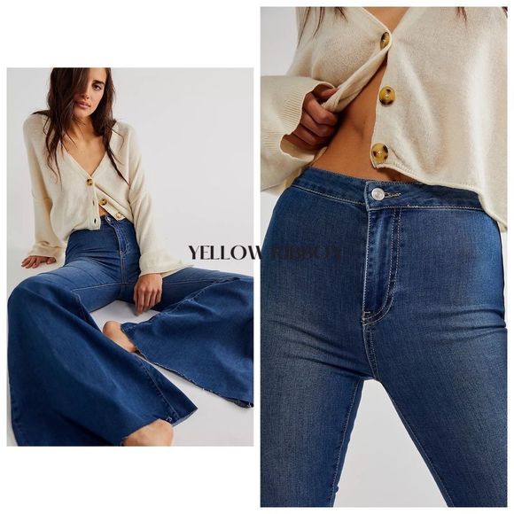 🆕 FREE PEOPLE | Just Float On Flare Jeans | Jerico Blue | Size: 27 - Picture 4 of 5